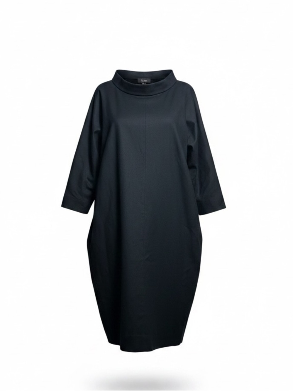 COS Mock-neck Minimalist 3/4 Sleeves Knee Length Dress Size 6 Wool Blend Black